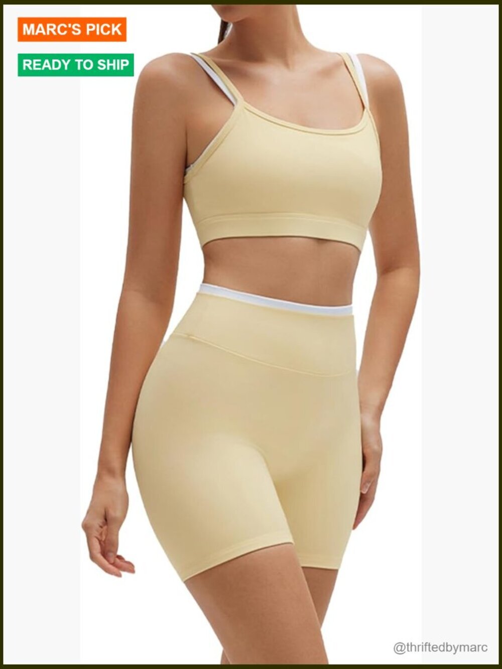 2-Piece Workout Set with Padded Camisole and High-Waist Bike Shorts - Picture 1 of 7